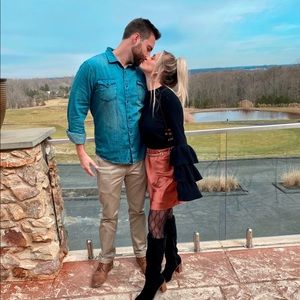 Rust brown silk skirt